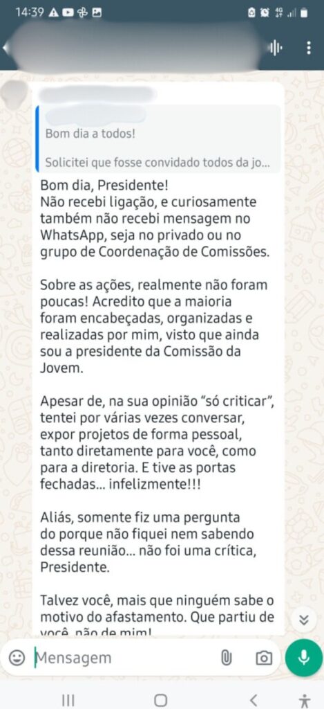 OAB Dourados/Itaporã: presidente da Comissão Jovem teria sido excluída de reunião de prestação de contas