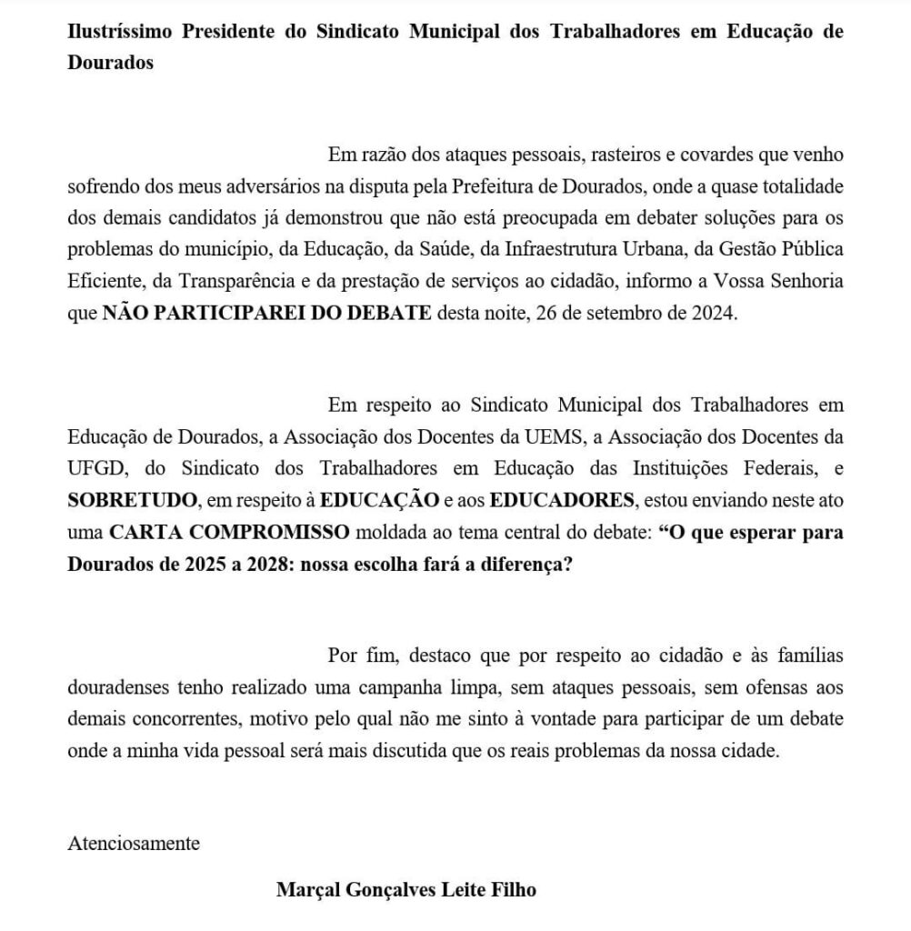 Simted e Comitê ouvem propostas dos candidatos a prefeito; Marçal justifica ausência